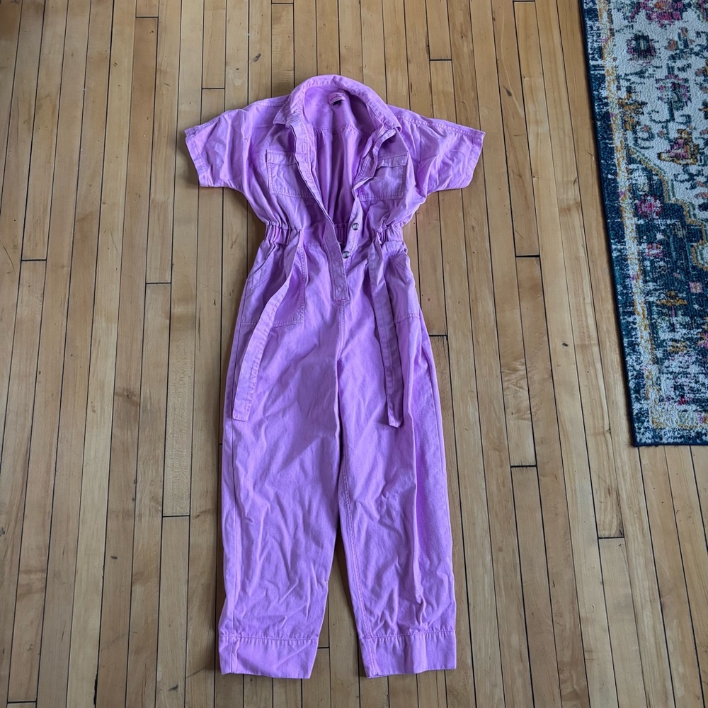 Pink Target Jumpsuit with Belted Waist